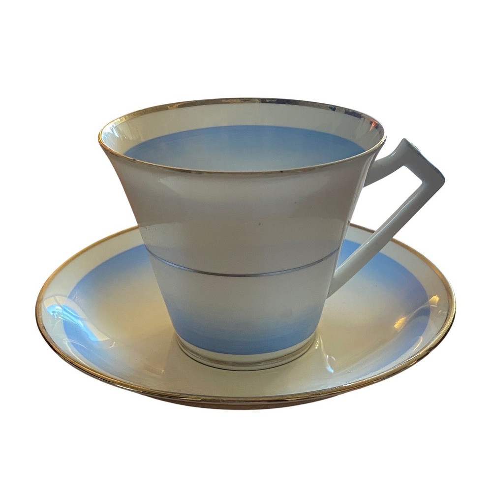 Royal York Blue Ombre Gold Trim Bone China Tea Cup Saucer Set England Vintage - Picture 2 of 16